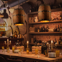 Luminaire suspendu en forme de baril en bois de style industriel rétro pour bars, décoration intérieure