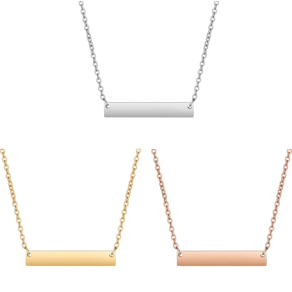 Rvs Snijden Effect Aangepaste Blank Bar Ketting Voor Vrouwen Mannen Sieraden