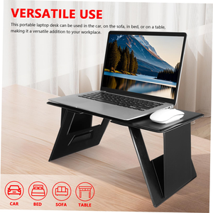 Leather Portable Foldable Desk <b>Car</b> Laptop Folding Lap Desk <b>Car</b> <b>Table</b> Stand for Bed for Laptop and Writing - Product Image 4