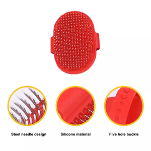 Pettine per <span class=keywords><strong>Shampoo</strong></span> in gomma con spazzola per massaggio da bagno per toelettatura per cani da compagnia all'ingrosso con anello regolabile - Product Image 5