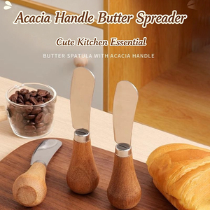 Couteau à <span class=keywords><strong>beurre</strong></span> en gros en acier inoxydable avec manche en bois d'acacia, idéal pour le pain, les cacahuètes, le fromage <span class=keywords><strong>et</strong></span> la confiture – Indispensable pour la cuisine domestique - Product Image 1