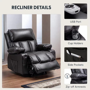 <span class=keywords><strong>Sillón</strong></span> <span class=keywords><strong>Reclinable</strong></span> <span class=keywords><strong>Eléctrico</strong></span> Individual <span class=keywords><strong>para</strong></span> Personas Mayores con Masaje y Calor, <span class=keywords><strong>Sillón</strong></span> de Cuero <span class=keywords><strong>para</strong></span> Sala de Estar Inteligente - Product Image 3