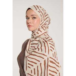 Écharpe en forme de V Pure Tone en beige et marron pour ensembles de chapeaux et de gants - Product Image 4