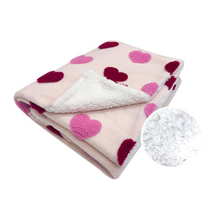 In Stock Bedding Sofa Gift Love Heart Eco-Friendly Knitted Super Soft Warm Nap <strong>Pink</strong> <strong>Throw</strong> for Winter - Product Image 2