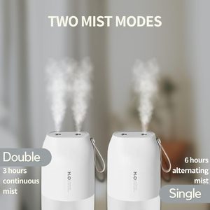 300ml Quiet Portable Ultrasonic Humidifier 2000mAh Battery Double <b>Spray</b> Atmosphere Lamp Car Household Hotel Use Plastic Material - Product Image 3