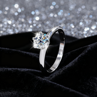 Bague pour femme en moissanite 1 carat couleur D, six griffes classiques, en argent 925, passe le test du stylo, pour fiançailles et mariage