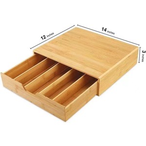 Caja de almacenamiento para cápsulas de café de bambú con cajones y compartimentos para organizar la cocina o el escritorio. - Product Image 3