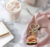 Porte-clés en peluche en forme de hamburger, fait main, pour sac, pour la famille, femmes, hommes, anniversaire, vacances, encouragement, mignon, motivant