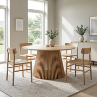 Table à manger ronde extensible moderne avec plateau et pieds en MDF, pour appartement et hôtel, mobilier de salle à manger