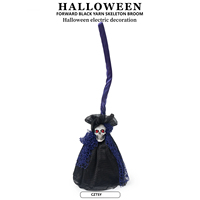 Balai de démon en gaze noire pour Halloween, à commande vocale, avec capteur de mouvement et effets sonores, pour décoration de maison hantée