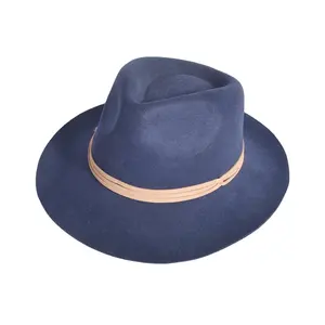 Hot Sale 100% Wool West Style Felt Cap Wide Brim Fedora Jazz Panama Hat in Plain Dyed for Unisex Adults for Parties Beach