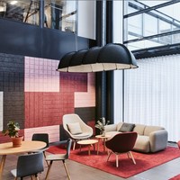 Lampe suspendue LED acoustique en feutre PET recyclé écologique, thermoformée, anti-éblouissement, lumière blanc chaud (rouge/gris/noir)