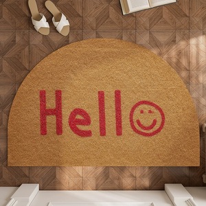 Tapis de sol antidérapant demi-cercle demi-rond en fibre de polyester haute densité de noix de <span class=keywords><strong>coco</strong></span> tapis d'extérieur tapis de porte de bienvenue - Product Image 4