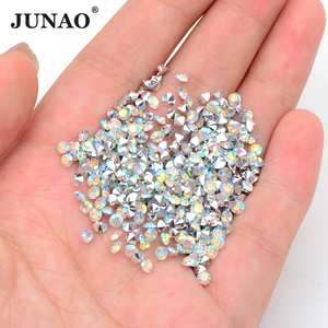 Junao พลอยเทียมเรซิน SS28คริสตัล AB เพชรพลอยเทียม SS8 SS7สำหรับ SS10เสื้อผ้า - Product Image 2