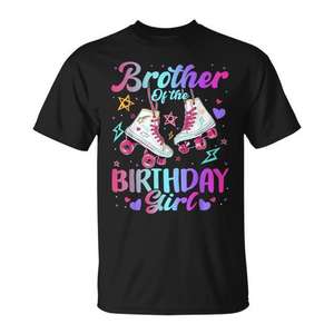 Camiseta para fiesta de cumpleaños familiar con diseño de hermano de la niña de cumpleaños y patines - Product Image 1