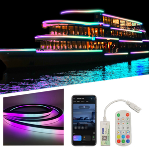 Lampu fleksibel <span class=keywords><strong>Neon</strong></span> LED RGBIC 12V/24V dengan kontrol pintar LED Digital tampilan atas luar ruangan silikon hitam - Product Image 5