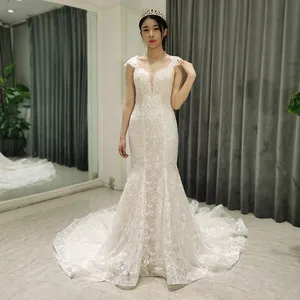 Aml 8371 conjunto de vestido de casamento, de noiva, branco, sereia, formal, corset para dama de honra, elegante, no chão, oficial