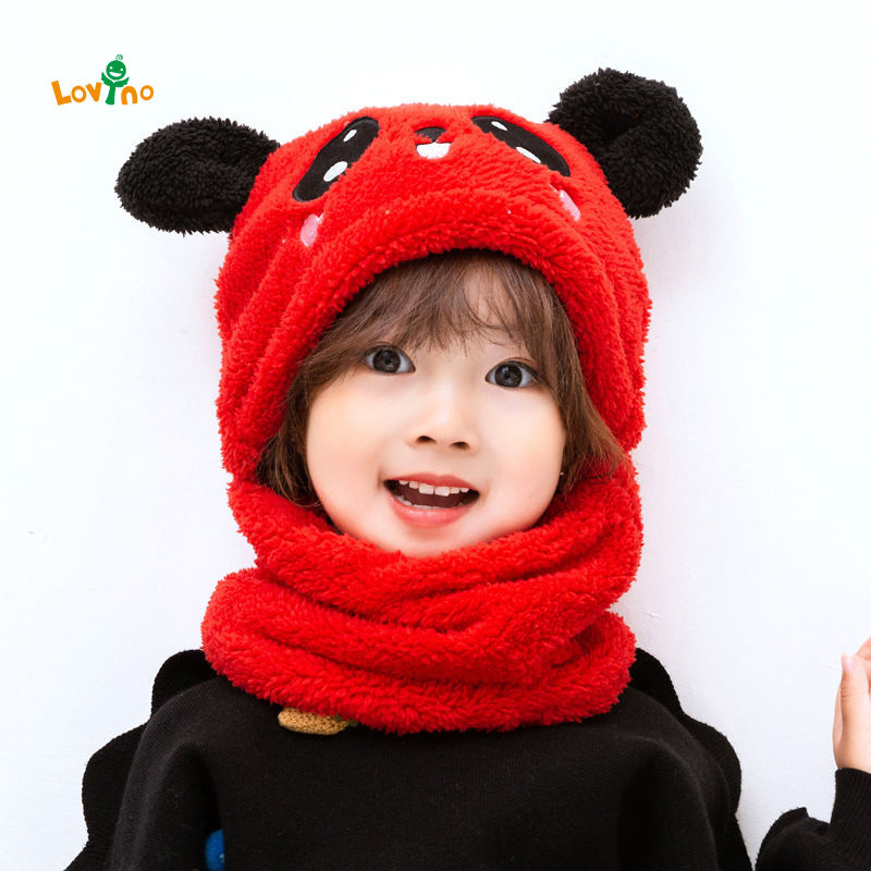 Bordado lindo oso orejas dibujos animados sombrero y bufanda traje