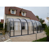 Salle de verre personnalisée PC mobile véranda en forme d'arc mobile maison vitrée d'extérieur quatre saisons