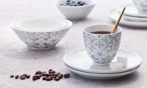Ensemble de <span class=keywords><strong>vaisselle</strong></span> en céramique blanc moucheté, style rétro vintage, motif géométrique en relief, idéal pour les mariages - Vente en gros - Product Image 3