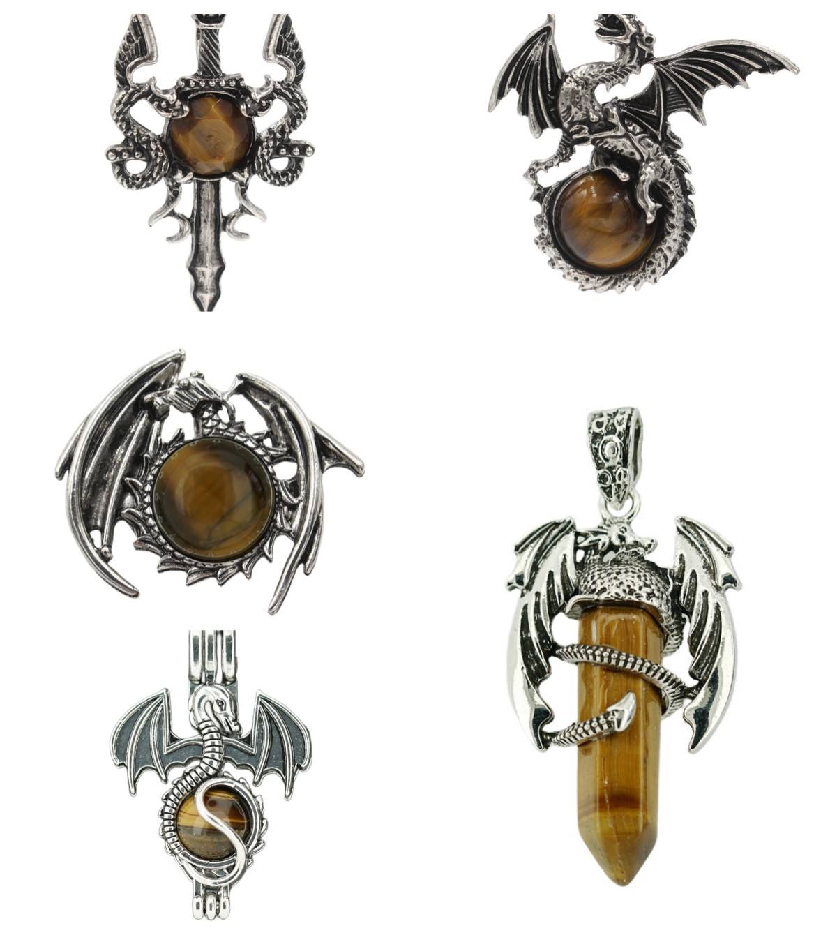 Wholesale Men's Flying Dragon Pendant Hexagonal Pillar Natural