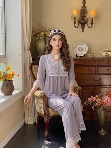 Vestido de Noite Vintage Estampado Solto e Modesto para Mulheres - Roupa de Casa - Product Image 5