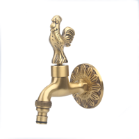 Robinet de lavabo mural de luxe doré en laiton, style ottoman, à poignée unique, antique, pour hammam, avec valve en céramique