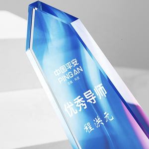 Trophées en cristal OEM ODM pour la vente au détail, médailles en cristal avec impression UV, trophées en verre cristal avec base en bois, récompenses de victoire - Product Image 2