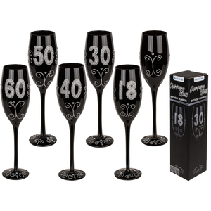 Black champagne glass with silver <b>glitter</b>, - Product Image 1