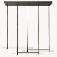 Lustre linéaire triple barre en cristal K9, luminaire suspendu LED long et moderne pour îlot de cuisine et salle à manger