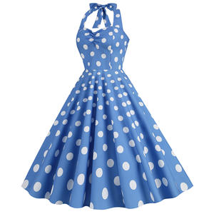 Sexy Halter Polka Dot Ruché Femmes Robes D'été 2024 <span class=keywords><strong>Robe</strong></span> <span class=keywords><strong>Hepburn</strong></span> Style 50s 60s Vintage Rockabilly Party Vestidos Élégant - Product Image 2