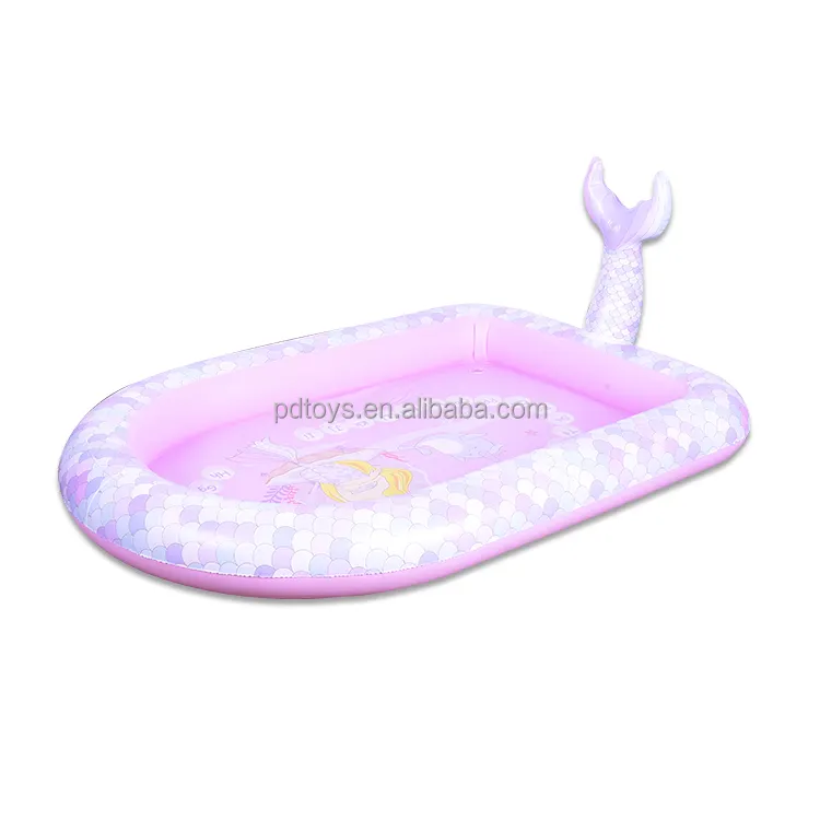 Nuevo 1 capa de los niños piscina hinchable con rociadores bebé niña sirena splash pad inflable piscina para niños