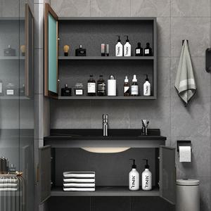 Light luxury simple <b>small</b>-sized rock slab basin space aluminum waterproof bathroom <b>cabinet</b> household use - Product Image 5