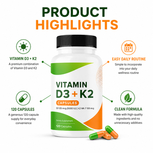 Capsules de Vitamine D3 K2 Certifiées Personnalisées 100 000 UI/g Complément Alimentaire avec Bouteilles Personnalisables pour Adultes et Nouveaux-nés - Product Image 2
