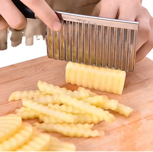 Cortador Manual de Acero Inoxidable para Patatas Fritas con Cuchilla Ondulada, Rebanador de Patatas, Frutas y Verduras - Product Image 1