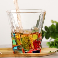 Verre à boire sans anse ni couvercle, style bohème, peint à la main, gaufré, coloré, tressé, résistant à la chaleur, pour whisky et vin