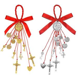Ornement Médaille Saint Benoît, Pendentif de Sac, Décoration de Voiture, Religieux Catholique, Croix, Cœur, Mode, Porte-clés Mousqueton en Métal - Product Image 1
