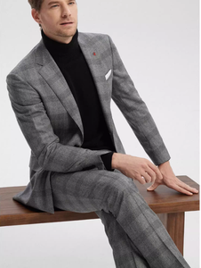 เสื้อทักซิโด้ชาย<span class=keywords><strong>3</strong></span>ชิ้นทรงสลิมฟิตสีเทาผ้าทวีดเสื้อแจ็กเก็ตสูทพร้อมกางเกงและเสื้อกั๊กมาใหม่ - Product Image 4