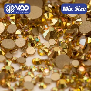 VDD 125 Sun Shine 1440Pcs SS4-SS20 Mix Size Crystal Non HotFix Gold Flat Back Rhinestones Decorations DIY 3DNail Art Accessories