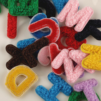 2025 nouveauté lettre moelleux broderie patchs personnalisé bricolage vente en vrac motif initial Applique fer sur Chenille Patch lettre