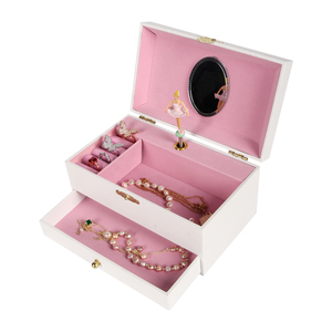 Caja de música de bailarina de madera de lujo de 7 pulgadas, joyero blanco puro personalizado con canción de manivela para regalos de cumpleaños - Product Image 2