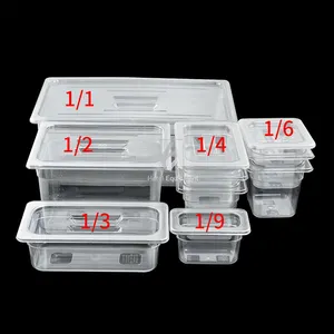 coperchio della scatola vassoio di cibo Suppliers-Vassoio congelatore in policarbonato Gastronorm per PC con coperchio