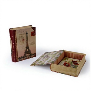 Boîte cadeau personnalisée <span class=keywords><strong>Dr</strong></span>. Box, motif Paris vintage, en forme de livre, boîte de rangement creuse en forme de livre, en carton gris et papier artistique, pour bijoux et décoration intérieure - Product Image 3