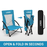 Chaise de plage pliable robuste, capacité 120 kg, pieds larges antidérapants, siège bas pour le sable, extérieur, Oxford 600D