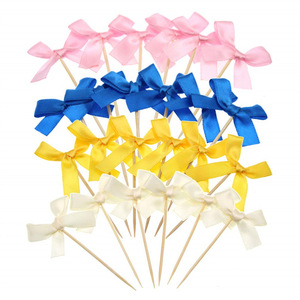 Handmade Bow Toothpick Flags Cake <b>Toppers</b> 12 Cm Disposable Holiday Wedding <b>Birthday</b> Dessert Decorations - Product Image 1