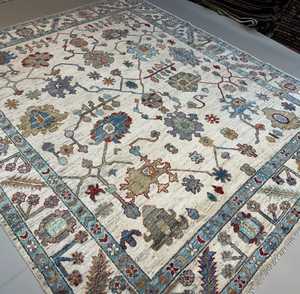 Alfombra de área de lana turca moderna Oushak, nuevo diseño, 8 '4 \ "X 9' 10 \", pelo de felpa, algodón, Color sólido, tamaño personalizable para sala de estar - Product Image 4