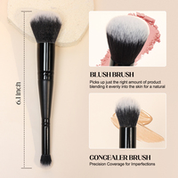 Pinceau de maquillage professionnel de luxe 2-en-1 à double embout, personnalisé pour poudre, sculpting et anticernes