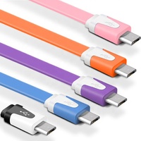 Pabrik Murah shenzhen kabel usb warna-warni hitam merah hijau usb V 8 v8 kabel mie pengisian cepat kabel mikro usb datar 1m 2m untuk ponsel