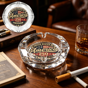 Cendrier en cristal pour le 250e anniversaire de l'indépendance des États-Unis, cendrier rond en verre imprimé Aigle Américain pour la décoration de la fête du 4 juillet - Product Image 2