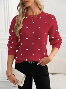 Autunno/inverno nuovo stile Pullover girocollo Jacquard a <span class=keywords><strong>pois</strong></span> maglieria a maniche lunghe-maglione Casual e di temperamento elegante - Product Image 3